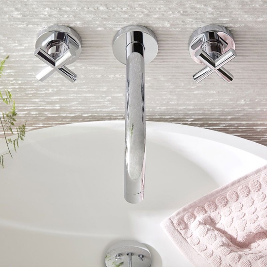 Elements Water 3 Hole Basin Mixer 200mm Spout