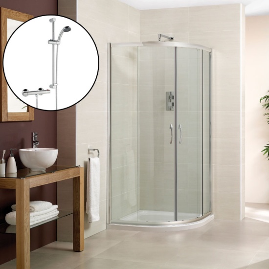 900 Quadrant Shower Enclosure Tray And Valve Fashionable Bathroom
