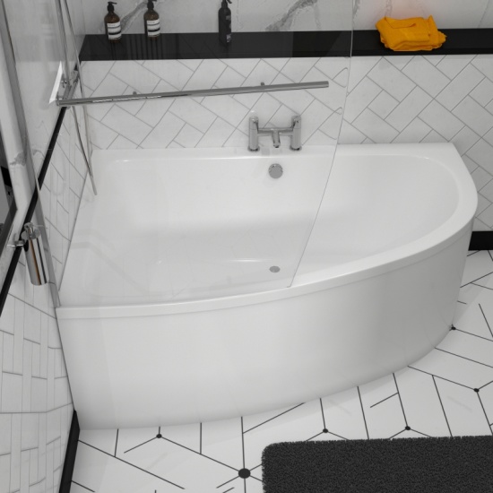 Clia Left Hand Offset 1500 x 1000 Small Corner Bath with Optional Panel Extra Product Image For Clia Left Hand Offset X Small Corner Bath And Panel 2