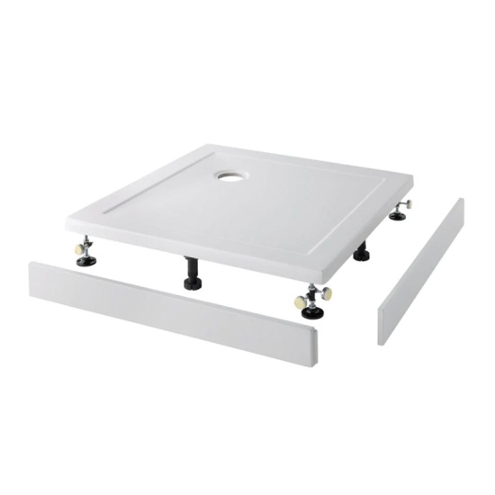 Square Easy Plumb Stone Resin Shower Tray: 900 x 900mm (Optional Chrome Waste) Easy Plumb Kit