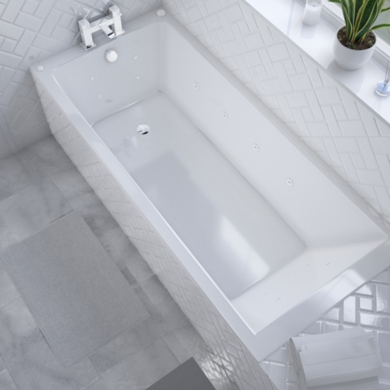 Galaxy Whirlpool Bath: 1800 x 800, 8 or 16 Jet, Single Ended, Optional Tap, Panel & Waste Extra Product Image For Galaxy Whirlpool Bath 1