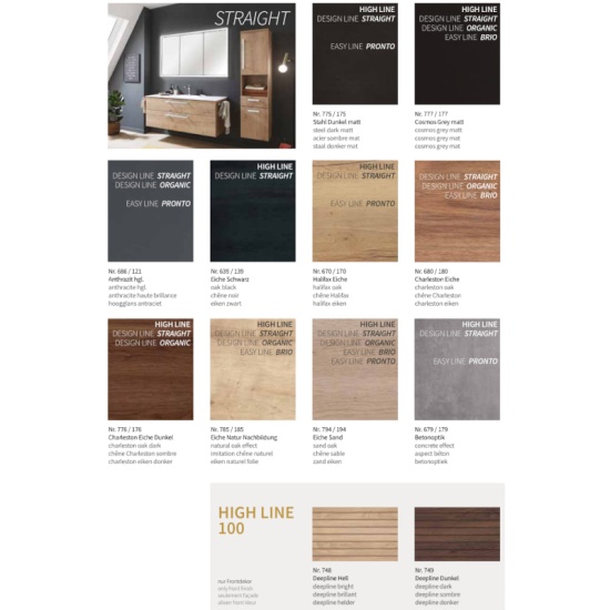 Colour Chart 2 for the High Line Range Colour Chart 2 for the High Line Range