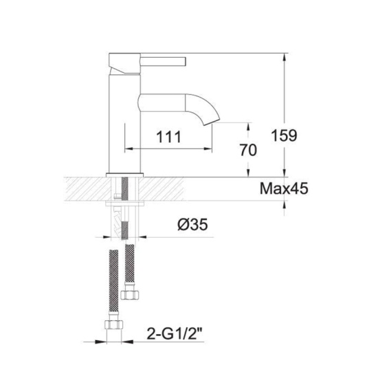 JTP Vos Brushed Black Sink Mixer Tap