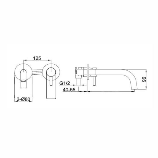 JTP Vos Brushed Gold Wall Mounted Sink Mixer Tap