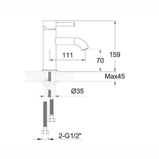 JTP Vos Brushed Gold Basin Mixer Tap