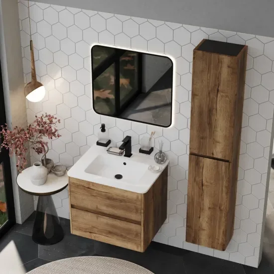 Marilyn 600mm Wall Hung Vanity Unit in Tobacco Oak Marilyn 600mm Wall Hung Vanity Unit in Tobacco Oak