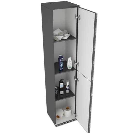 Patello Grey 2 Door Mirror Cabinet Glass Shelves Extra Product Image For Patello Grey 2 Door Bathroom Mirror Cabinet Glass Shelves 7