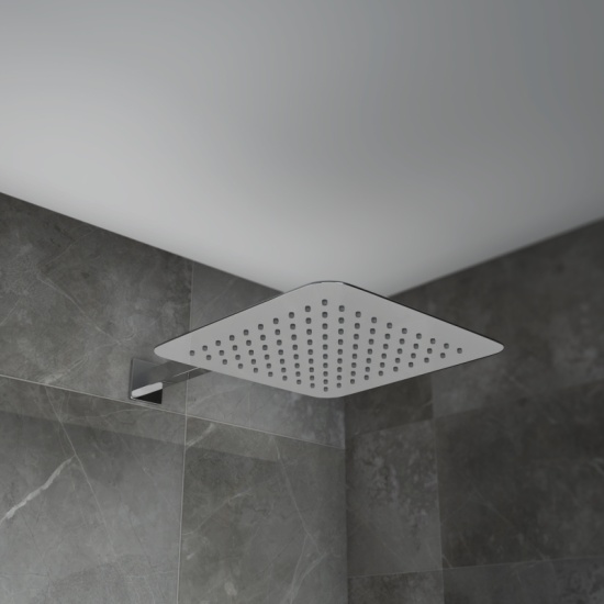 Wall arm shower head Chrome finish sqaure shower head