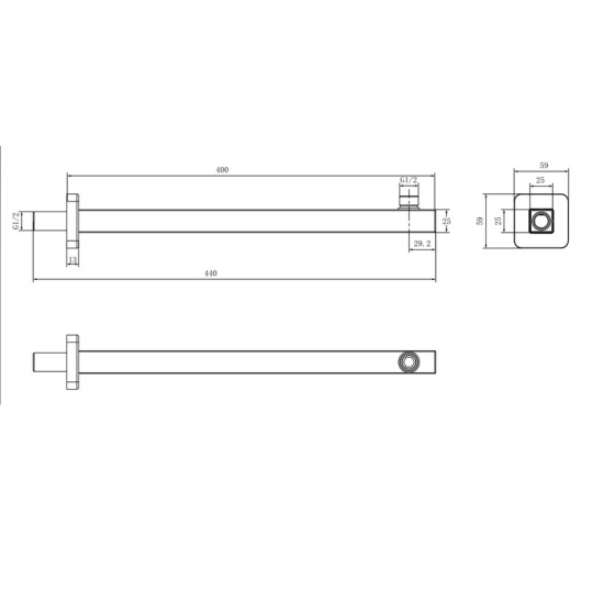 Eastbrook Square Shower Arm 400mm Black Dimensions for Eastbrook Square Shower Arm Wall Mounted 400mm
