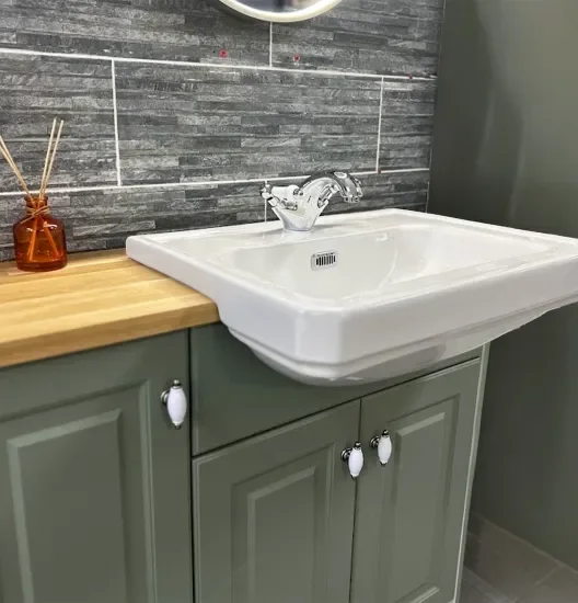 Showroom Image showing Traditional Shaker Doors with Basin Close-up