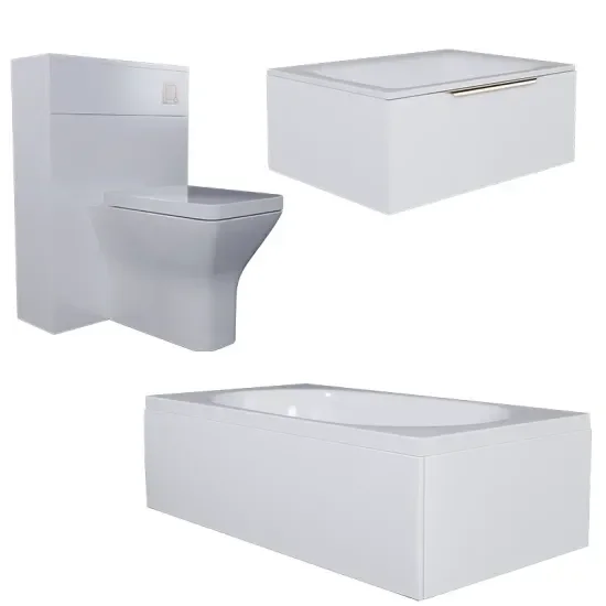 Product Image for Jivana Straight Bath Suite with 600 White Vanity and Toilet 10