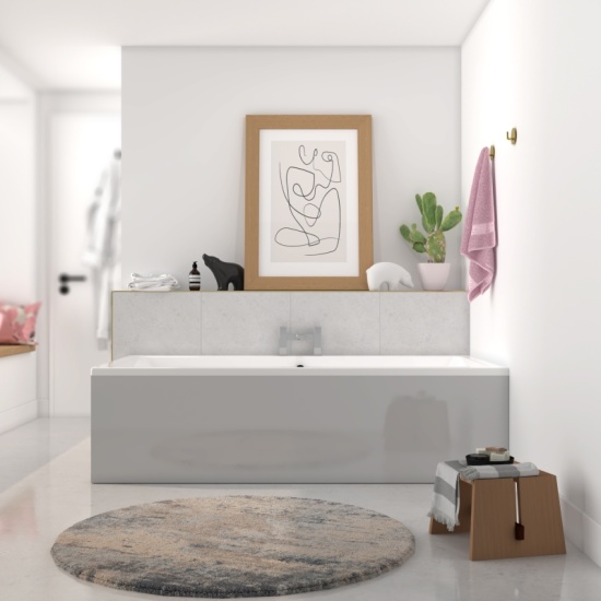 Large Double Ended Bath with Light Grey Bath Panels  Double Ended Large Bath with Grey Bath Panels