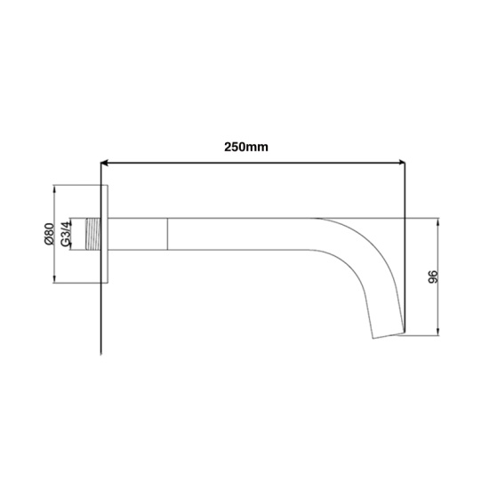 JTP Vos Brushed Gold Spout for Bath or Basin 250mm