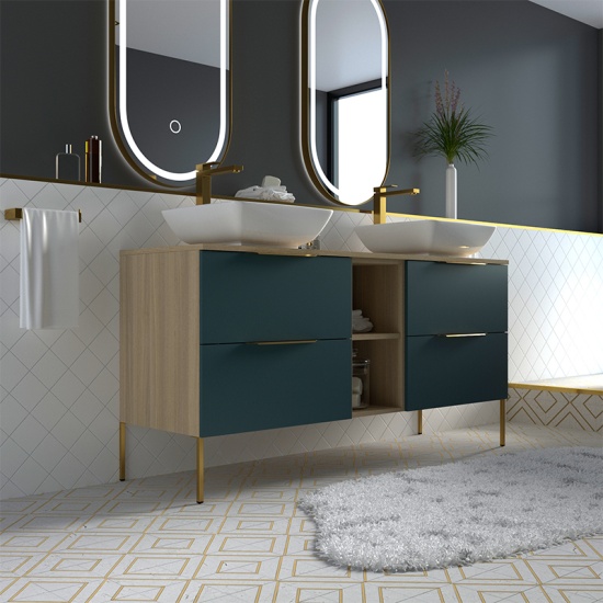 Alani 1500 Double Vanity Unit with Shelves