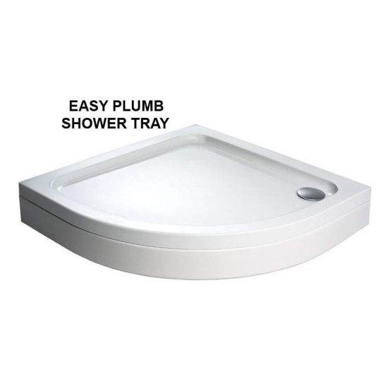 Easy Plumb 900 Quadrant Tray  900mm Quadrant Slimline Tray with Panel and Leg Kit Installed
