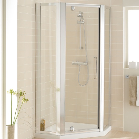 Lakes Silver Framed Pentagon Side Panel Pack (x2) X 1850 Designer Bathroom