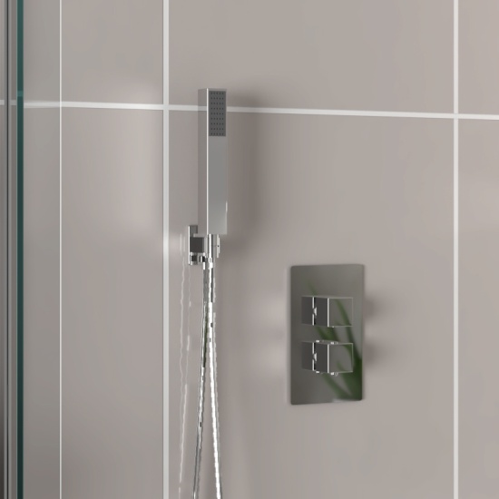 Ribble concealed inlet shower handset Chrome finish square shower handset