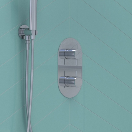 Tweed 2 Outlet Shower Set with Fixed Head, Wall Arm & Handset Slider Kit Extra Product Image For Tweed Outlet Valve 1