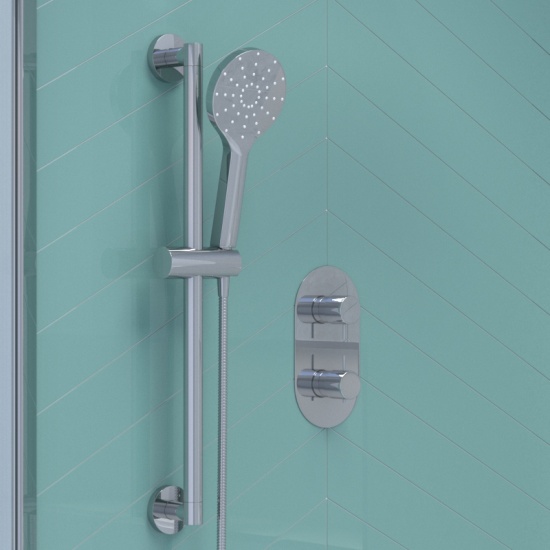 Tweed 2 Outlet Shower Set with Fixed Head, Wall Arm & Handset Slider Kit Extra Product Image For Tweed Handset Slider Kit 1