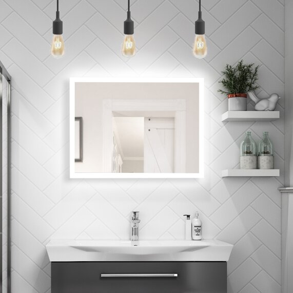 Bathroom Mirror with LED lights, Demister Pad and Sensor Switch.