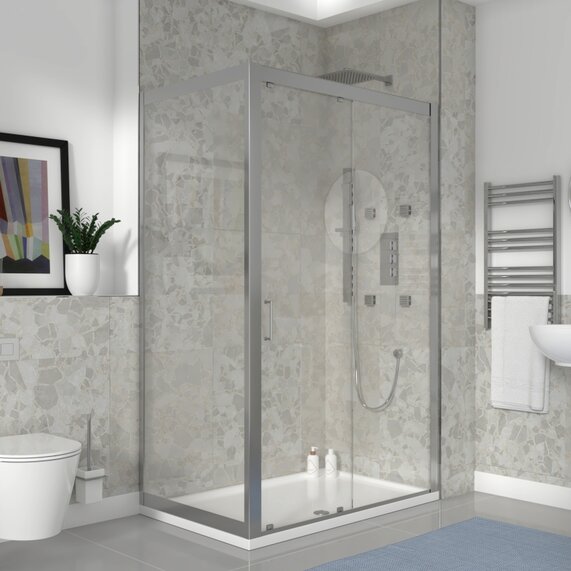 Romano Deluxe 1200 Sliding Shower Door for Wall to Wall Installation Recess