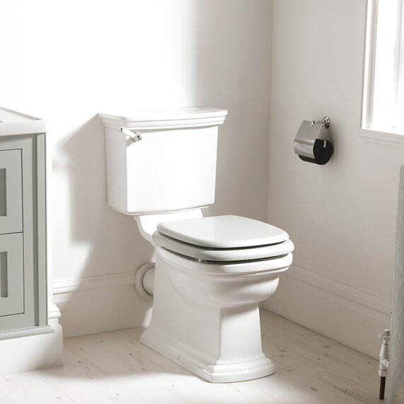 Radcliffe Close Coupled Toilet with Push-button Cistern, Pan and Optional Seat