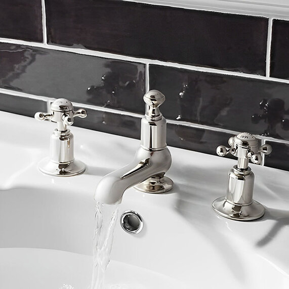 Belgravia Crosshead 3Th Basin Mixer Nickel