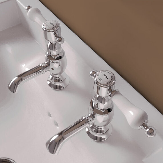 Glastonbury Bath Pillar Taps Chrome with Waste
