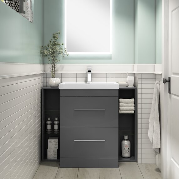 Patello Grey 1000mm wide Combination Bathroom Basin Vanity Unit