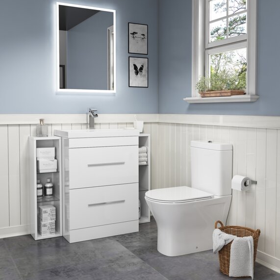 Patello 1000mm Floorstanding White 2 drawer Vanity Unit and Toilet set