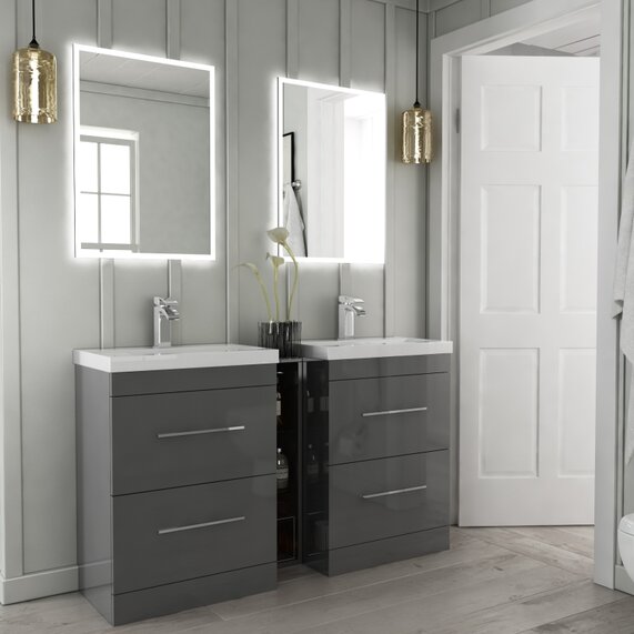 Patello 1400mm Grey Gloss Double Vanity Unit