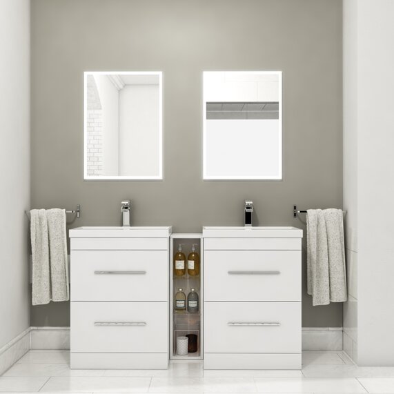 Patello 1400mm White Gloss Double Vanity Unit