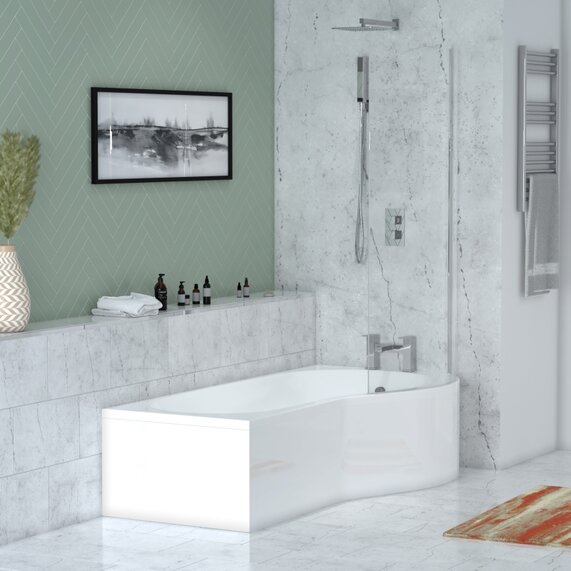 Patello P / B Shaped Shower Bath Right Handed 1700