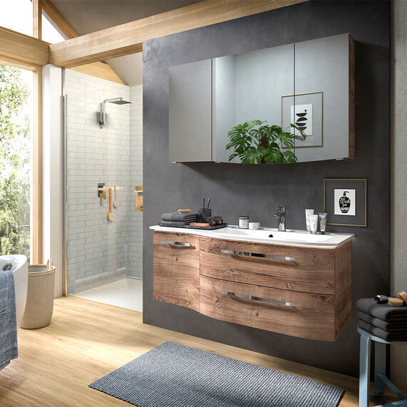 Contea Bathroom Wall Hung Vanity Unit 1 Door 2 Drawers