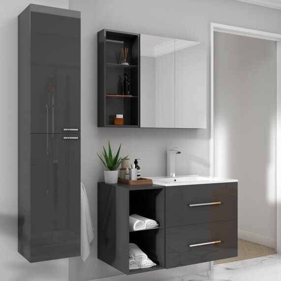 Sonix Bathroom Furniture Vanity Suite Grey