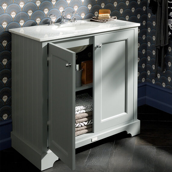 800mm Plummett Grey Vanity Basin Cabinet with Two Doors - Bayswater