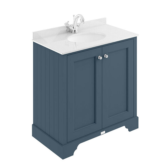 800mm Stiffkey Blue Vanity Basin Cabinet with Two Doors - Bayswater