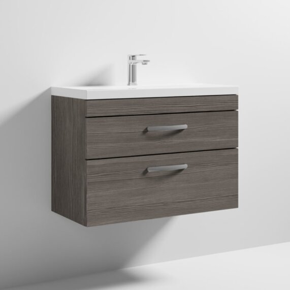 Atheana 800 Wall Hung 2-Draw Bathroom Vanity Unit with Basin (Colour Options)