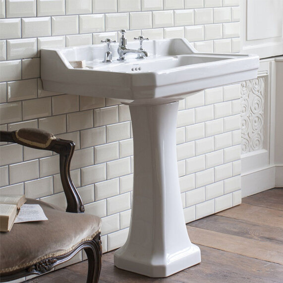 Burlington Classic Basin For Integrated Waste and Overflow 65cm 2Th and Ped