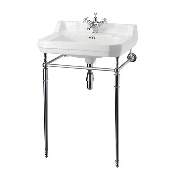 560mm White Edwardian Basin with Washstand - Burlington