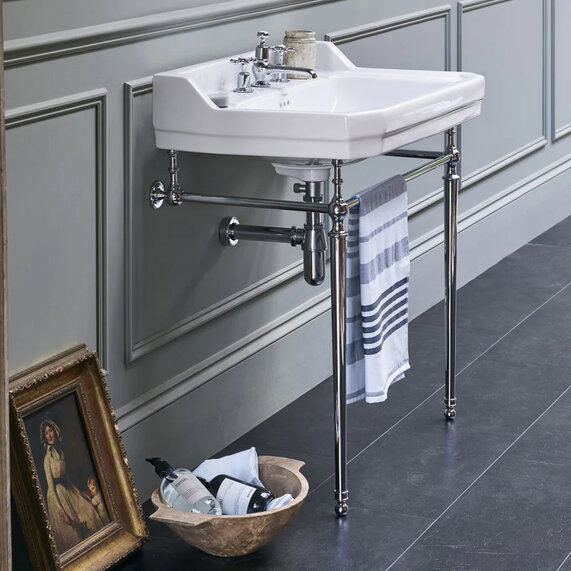 610mm White Edwardian Sink with Washstand - Burlington