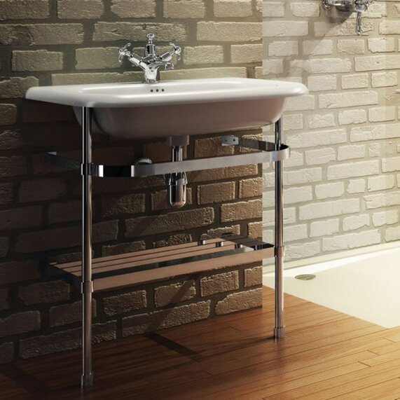 550mm White Traditional Natural Stone Sink with Washstand - Clearwater