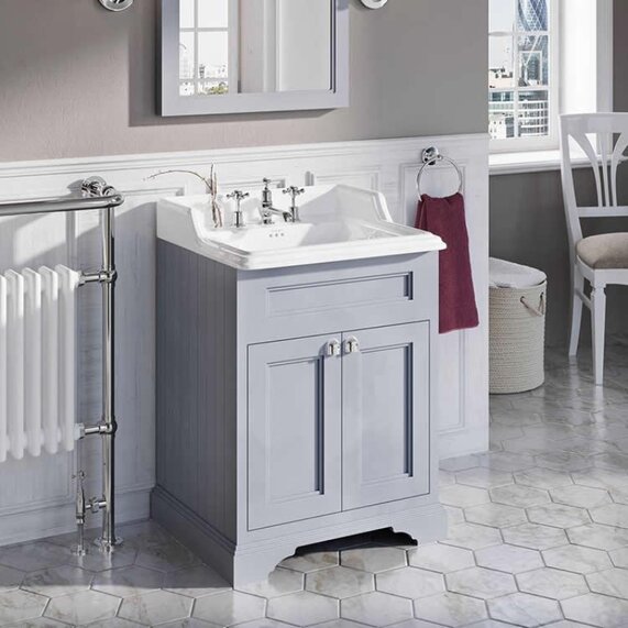 Burlington Freestanding 650 Wide Bathroom Vanity Unit with Doors various colours