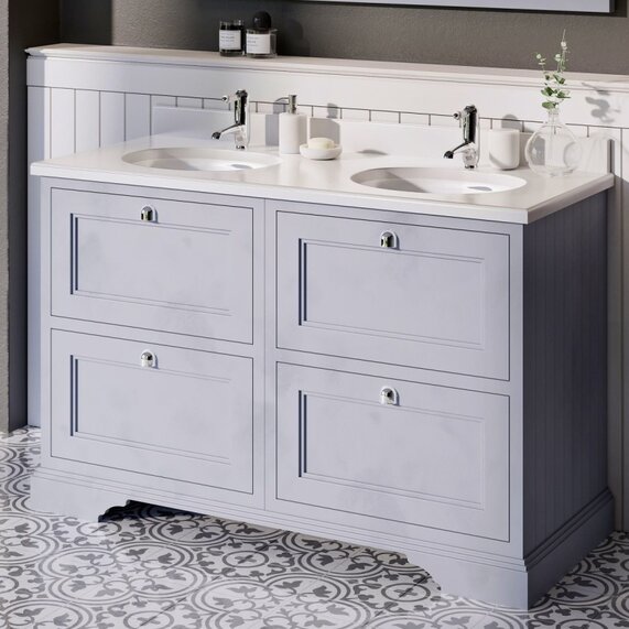 Burlington Floor standing 1300 Wide Bathroom Vanity Unit with Drawers and marble top