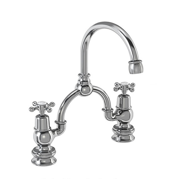 Burlington Claremont Two Tap Hole Arch Mixer with Curved Spout (200mm Centres)