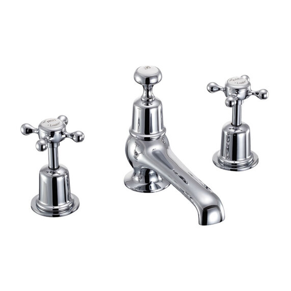 Burlington Claremont Three Tap Hole Mixer with Pop Up Waste