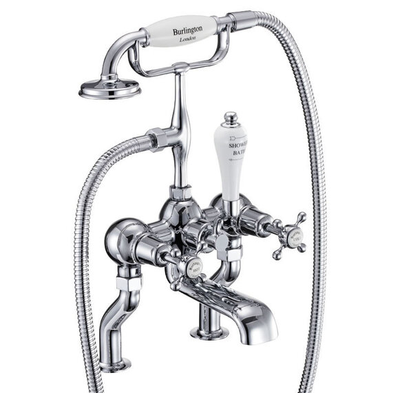 Burlington Claremont Bath Shower Mixer Deck Mounted with S Adjuster
