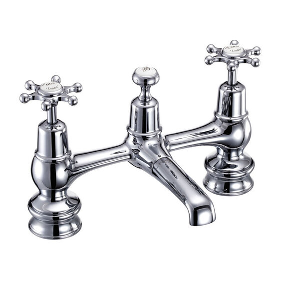 Burlington Birkenhead Two Tap Hole Bridge Mixer with Swivelling Spout with Plug and Chain Waste