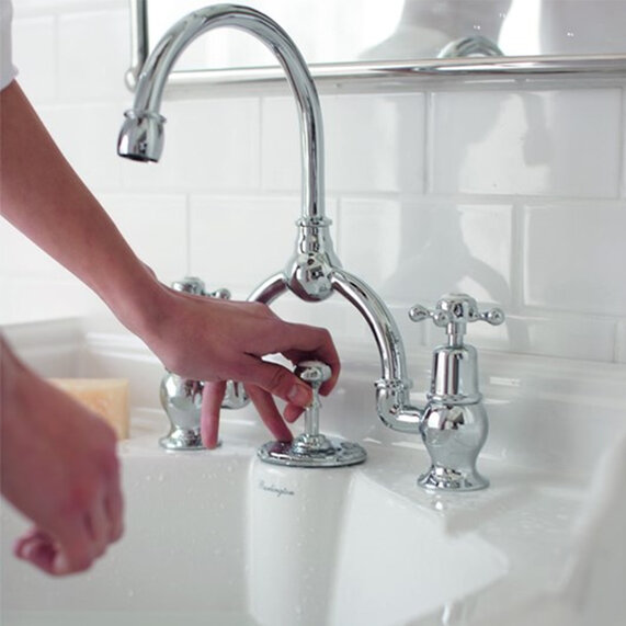 Burlington Birkenhead Two Tap Hole Arch Mixer with Curved Spout (200mm Centres)