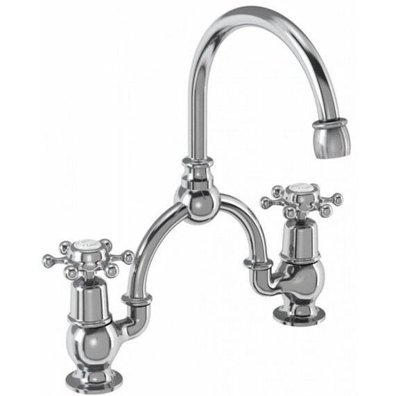 Burlington Birkenhead Two Tap Hole Arch Mixer Black Indice with Curved Spout (250mm Centres)